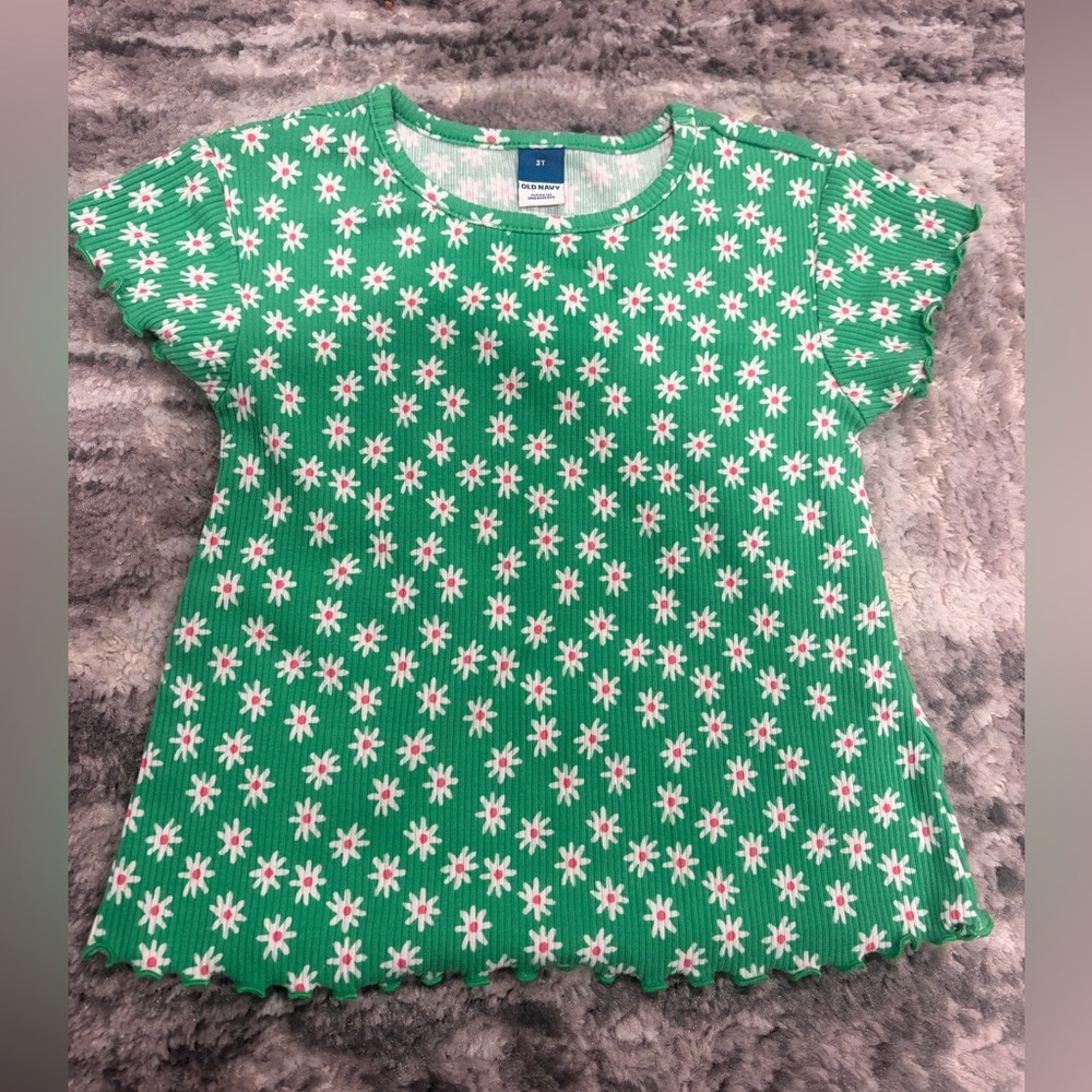 Old Navy Green Daisy Kids Tee